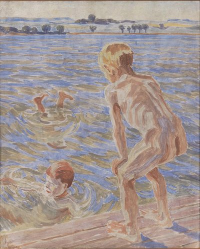 Badende Jungen. Fåborg Fjord von Peter Hansen