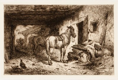 Ohne Titel (Pferde und Stallhof) von Peter Moran