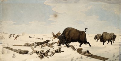 Büffeljagd, ca. 1822-1824 von Peter Rindisbacher