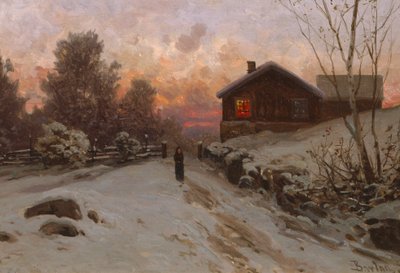 Winterlandschaft mit Haus von Philip Barlag