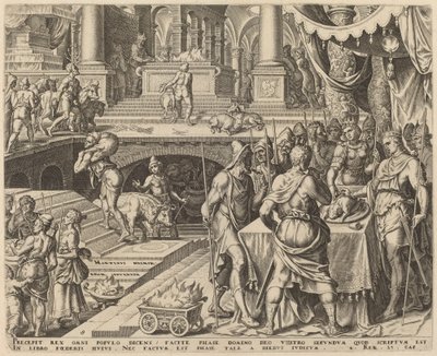 Josia feiert das Passahfest von Philip Galle, after Maerten van Heemskerck