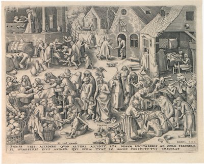 Caritas Nächstenliebe aus Die sieben Tugenden, 1559 von Philipp Galle