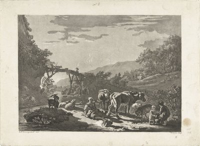 Landschaft mit Milchmädchen und Holzbrücke von Philippe Cardon