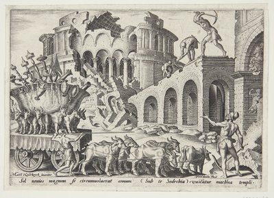 Die Chaldäer tragen die Tempelschätze fort von Philips Galle
