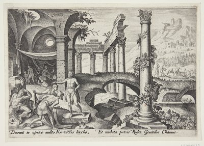 Die Verspottung Noahs von Philips Galle