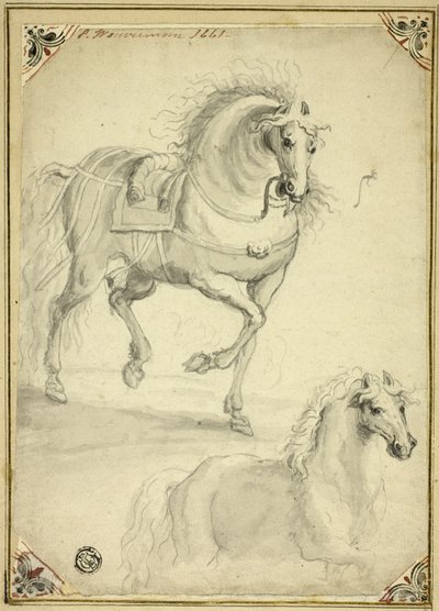 Zwei Skizzen eines trabenden Pferdes von Philips Wouwerman