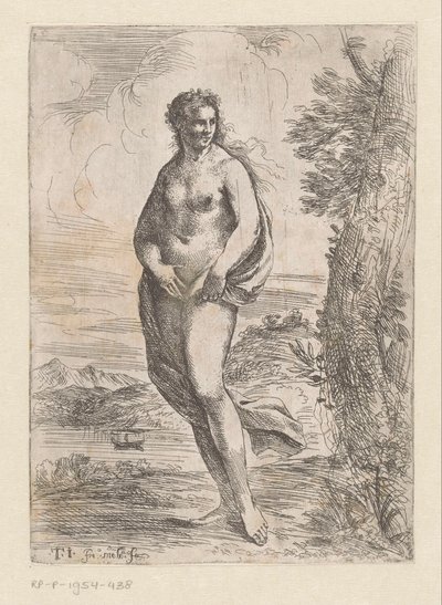 Stehende nackte Frau in Landschaft von Pier Francesco Mola