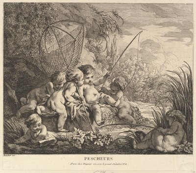 Kinder beim Angeln, ca. 1738 von Pierre Alexandre Aveline