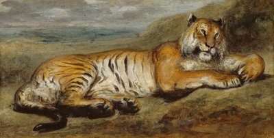 Ruhender Tiger, ca. 1830 von Pierre Andrieu