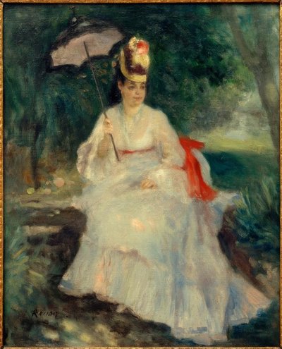 Frau mit Sonnenschirm im Garten von Pierre Auguste Renoir