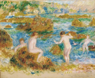Nackte Jungen in den Felsen von Guernsey von Pierre Auguste Renoir