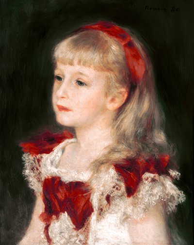 Mademoiselle Grimprel mit rotem Band von Pierre Auguste Renoir