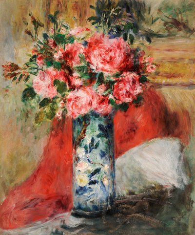 Rosen und Pfingstrosen in einer Vase von Pierre Auguste Renoir