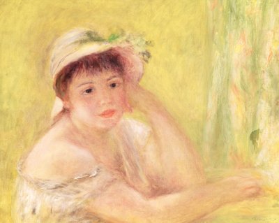 Frau mit Strohhut, 1879 von Pierre Auguste Renoir