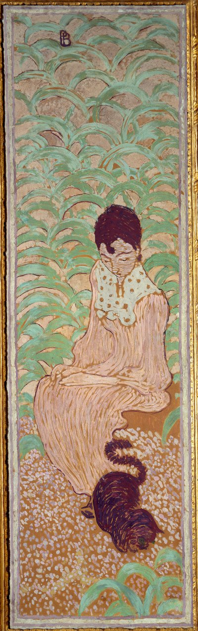 Frau sitzt bei der Katze von Pierre Bonnard