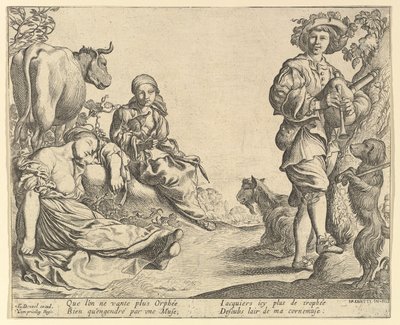 Dudelsackspieler, 1610-50 von Pierre Brebiette