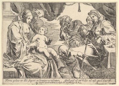 Heilige Familie mit Heiligen, 1610-1642 von Pierre Brebiette