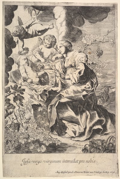 Jungfrau und Kind mit Engeln, 1636 von Pierre Brebiette