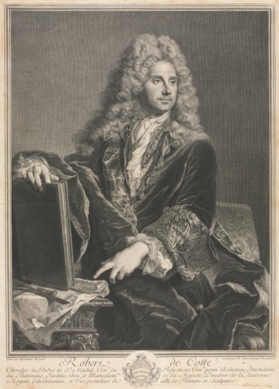 Porträt von Robert de Cotte von Pierre Drevet