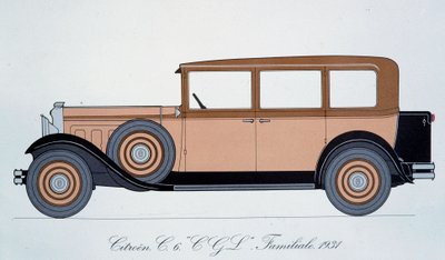 Tafel, die das Familienauto Citroen von 1931 darstellt von Pierre Dumont