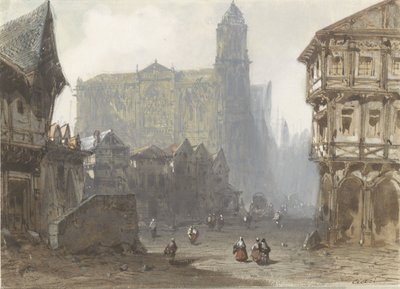 Der Alte Marktplatz in Rouen von Pierre Luc Charles Ciceri