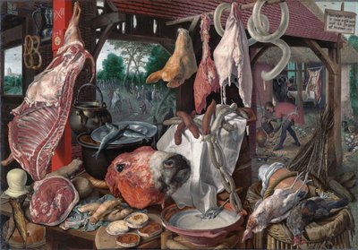Fleischerladen mit Flucht nach Ägypten von Pieter Aertsen