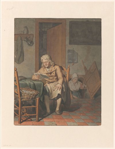 Interieur mit lesendem Mann von Pieter Christoffel Wonder