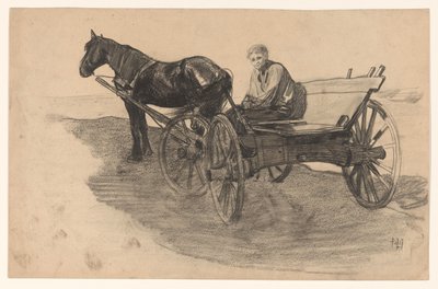 Pferd und Wagen mit jemandem darin von Pieter de Josselin