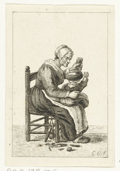 Frau mit Kind auf dem Schoß von Pieter de Mare