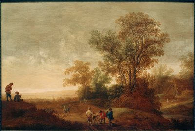 Flusslandschaft mit Jagdgesellschaft von Pieter van Asch