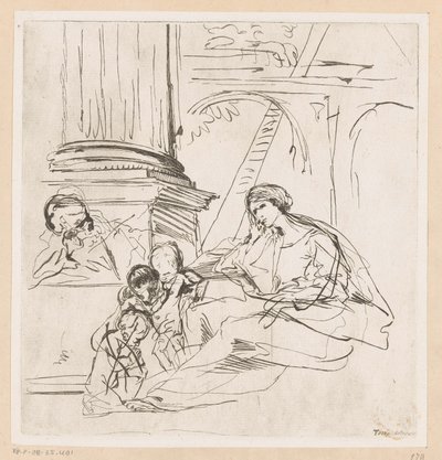 Heilige Familie mit zwei Kindern von Pietro Testa