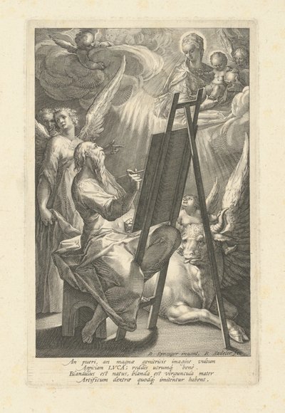 Der heilige Lukas malt die Jungfrau, 1580er von Raphael Sadeler