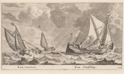 Eine Damschuit und ein "Smalschip" von Reinier Nooms, called Zeeman