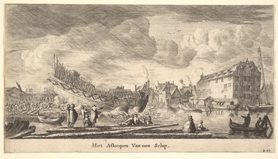 Der Stapellauf eines Schiffes, 17. Jahrhundert von Reinier Zeeman