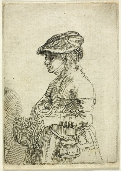 Mädchen mit einem Korb von Rembrandt van Rijn