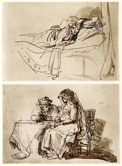 Liegende Frau, Das Gespräch von Rembrandt van Rijn