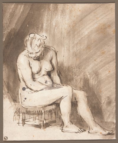 Sitzender weiblicher Akt von Rembrandt van Rijn