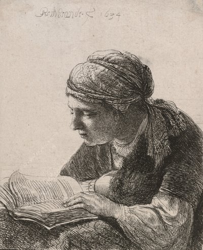 Frau beim Lesen, 1634 von Rembrandt van Rijn