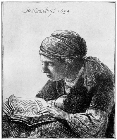 Frau beim Lesen, 1634, 1912 von Rembrandt van Rijn