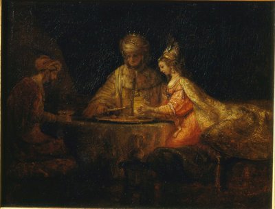 Ahasverus, Haman und Esther von Rembrandt van Rijn