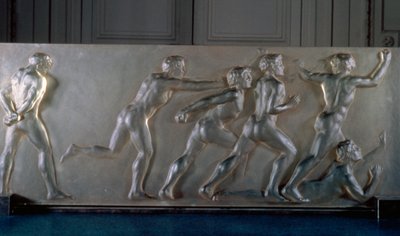 Athleten-Panel aus Glas von Rene Jules Lalique