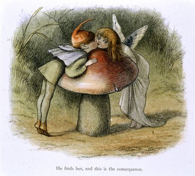 Ein Elf und eine Fee küssen sich von Richard Doyle