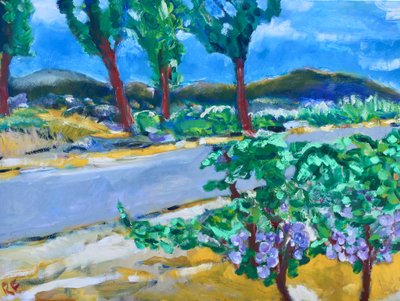 Straßenrand-Weinberg, Napa, 2017 von Richard Fox