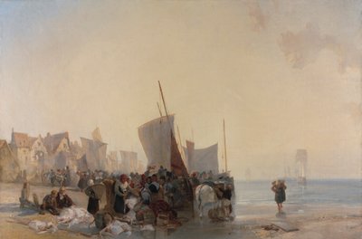 Ein Fischmarkt in der Nähe von Boulogne von Richard Parkes Bonington