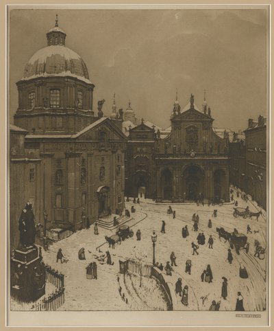 Der Kreuzherrenplatz in Prag von Richard Teschner