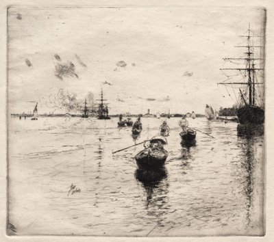 Lagune mit Dampfern und Gondeln von Robert Frederick Blum
