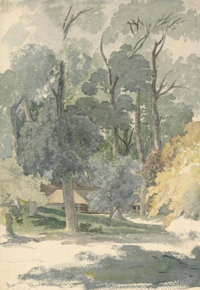 Bäume und Scheunen im Ashstead Park, Surrey von Robert Hills