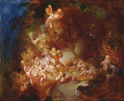 Titanias Elfen plündern das Eichhörnchennest, 1854 von Robert Huskisson