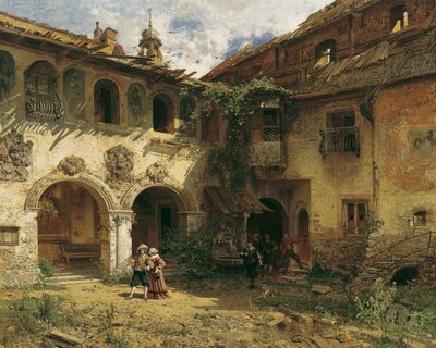 Hof der Fürstenburg in Burgeis von Robert Russ