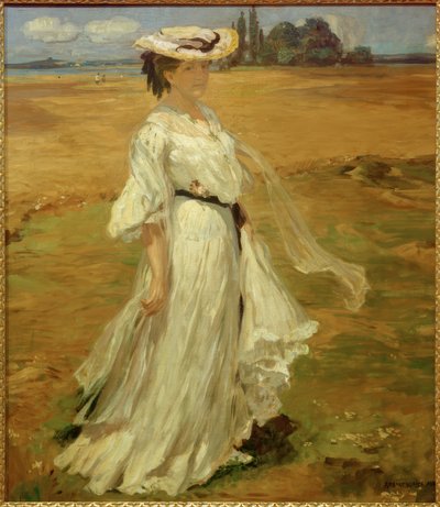 Frau in Bodenseelandschaft von Robert Weise
